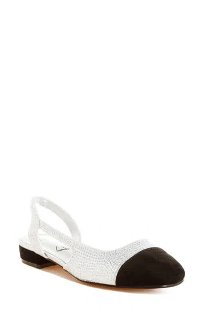 London Rag Rerita Rhinestone Embellished Slingback Flat In Silver