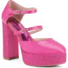 London Rag Rhinstone Embellished Platform Mary Jane Pump In Pink