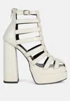 London Rag Rielle High Platform Cage Boot Sandals In White
