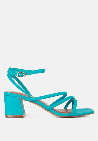 London Rag Right Pose Faux Leather Block Heel Sandals In Blue