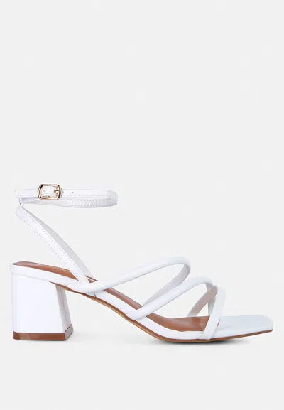 London Rag Right Pose Faux Leather Block Heel Sandals In White