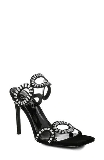 London Rag Romashka Rhinestone Stiletto Sandal In Black