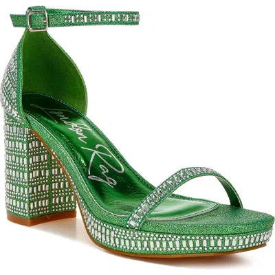 London Rag Ronan Crystal Embellished Platform Sandal In Green