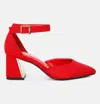 London Rag Rory Metallic Sling Detail Block Heel Sandals In Red
