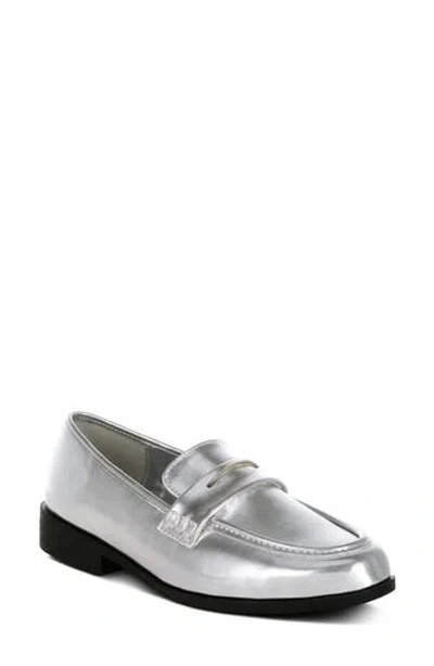 London Rag Rugle Metallic Penny Loafer In Silver