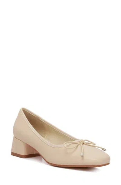 London Rag Sienna Block Heel Ballerina Pump In Beige