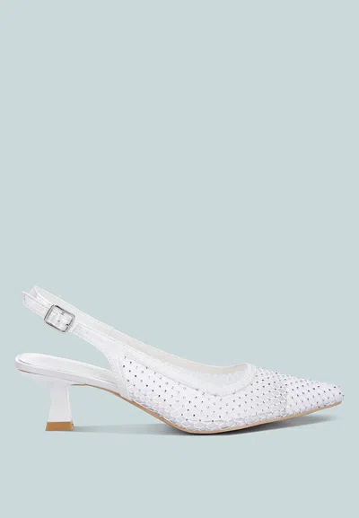 London Rag Siev Rhinestone Slingback Mules In White