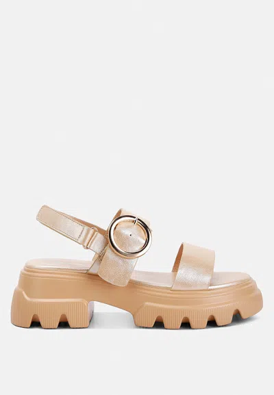 London Rag Silas Metallic Chunky Sandals In Gold