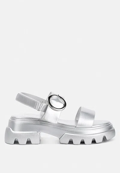 London Rag Silas Metallic Chunky Sandals In Silver