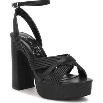 London Rag Sinda Leather Platform Sandal In Black
