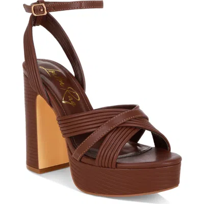 London Rag Sinda Leather Platform Sandal In Brown