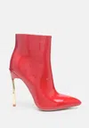 London Rag Siren Shine Patent Faux Leather Stiletto Boots In Pink