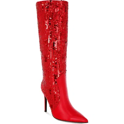 London Rag Sitrah Sequin Boot In Red