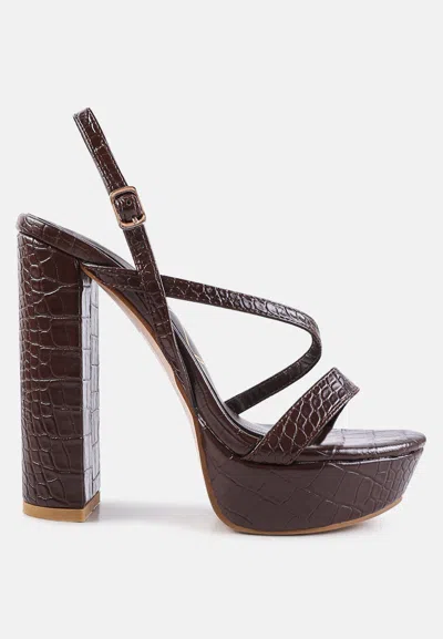 London Rag Slegs Slingback Block High Heeled Sandals In Burgundy