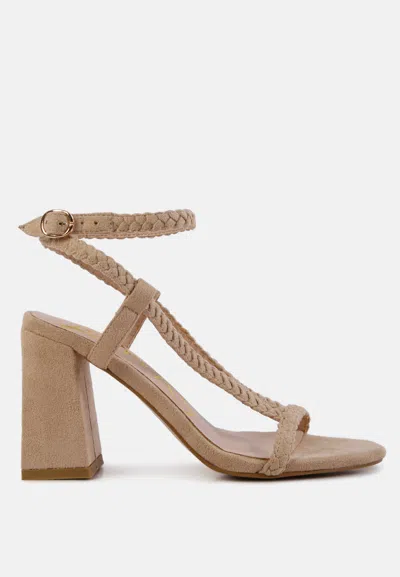 London Rag Smoosh Braided Block Heel Sandals In Beige