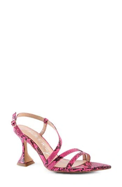 London Rag Snakeskin Print Sandal In Neon Pink