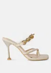 LONDON RAG SOCIAL BEE LINK CHAIN EMBELLISHED HEEL SANDALS