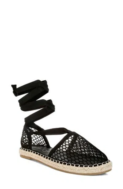 London Rag Sonara Ankle Wrap Espadrille Flat In Black