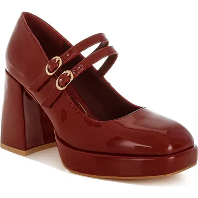 London Rag Sonata Double Mary Jane Strap Pump In Dark Red