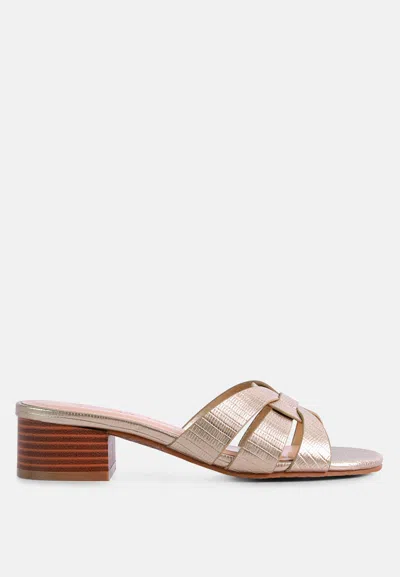 London Rag Sonnet Low Heel Slide Sandals In Gold