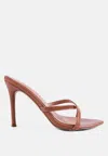 London Rag Spellbound High Heel Pointed Toe Sandals In Brown
