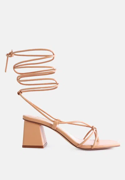 London Rag Spruce Tie Up Block Heel Sandals In Pink