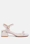 London Rag Sulein Ankle Strap Low Block Heels In Beige