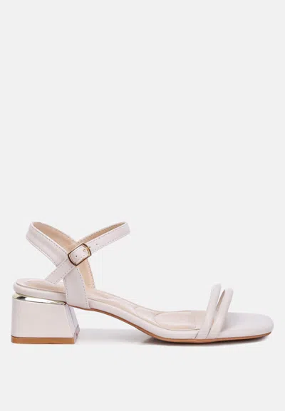 London Rag Sulein Ankle Strap Low Block Heels In White