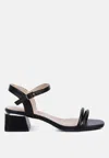 London Rag Sulein Ankle Strap Low Block Heels In Black