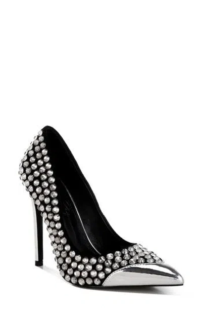 London Rag Super Fan Diamante Embellished Pump In Black