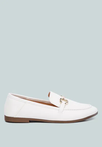 London Rag Talula Horsebit Embellished Faux Leather Loafers In White