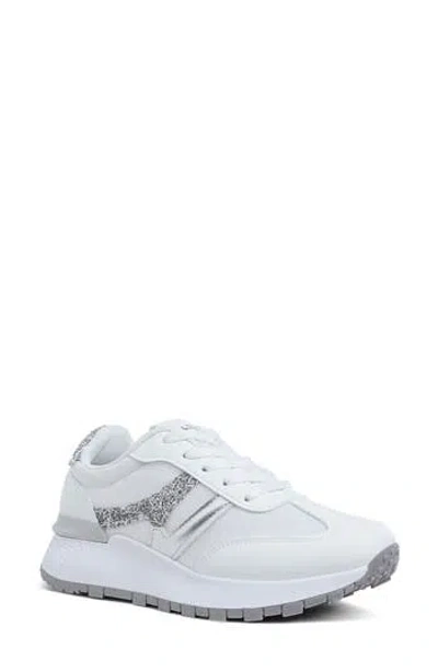 London Rag Tapers Glitter Sneaker In White Silver