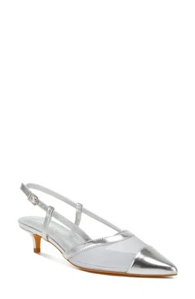 London Rag Temptress Kitten Heel Slingback Pump In Silver