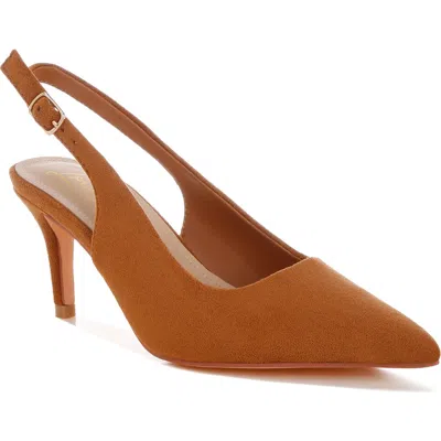London Rag Theobs Pointed Toe Slingback Pump In Brown