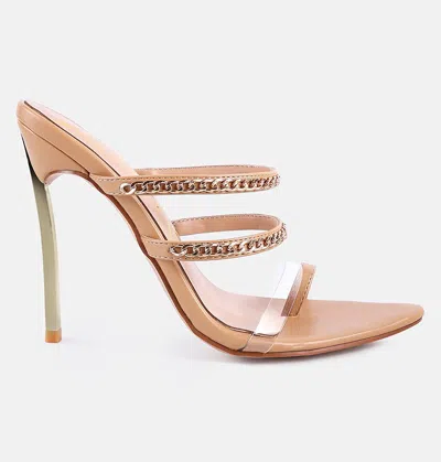 London Rag Tickle Me High Heeled Toe Ring Sandals In Latte