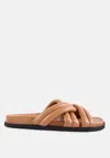 London Rag Tora Quilted Strap Slider Flats In Brown