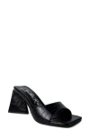 London Rag Trinity Croc Embossed Triangle Block Heel Sandal In Black