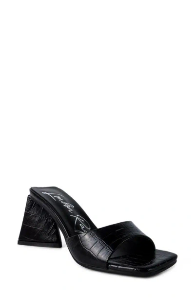 London Rag Trinity Croc Embossed Triangle Block Heel Sandal In Black