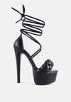 London Rag Twerk Tie-up Braided High Platform Sandals In Black