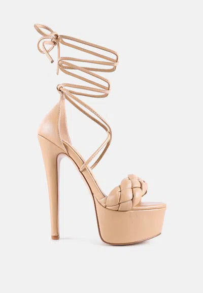 London Rag Twerk Tie-up Braided High Platform Sandals In Multi