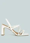 London Rag Two Strings Slingback Slim Block Heel Sandals In White