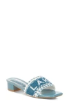 London Rag Vacay Babe Lake Como Beaded Slide Sandal In Blue