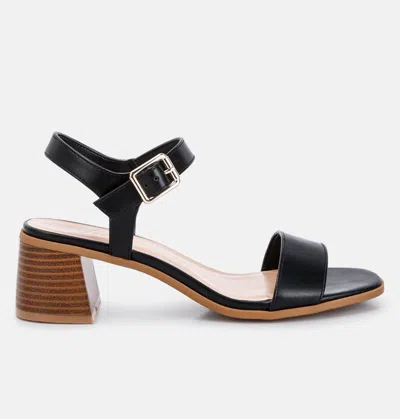 London Rag Varya Stacked Heel Sandals In Black