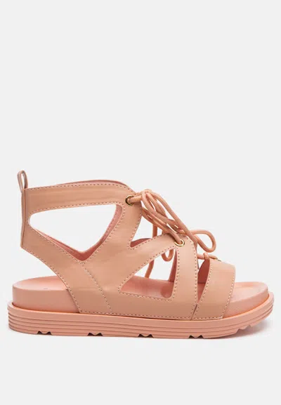 London Rag Voopret Tie-up Flat Sandals In Beige