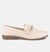 London Rag Vouse Low Block Loafers Adorned With Golden Chain In White