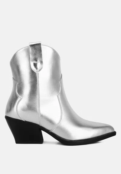 London Rag Wales Metallic Faux Leather Bootie In Grey