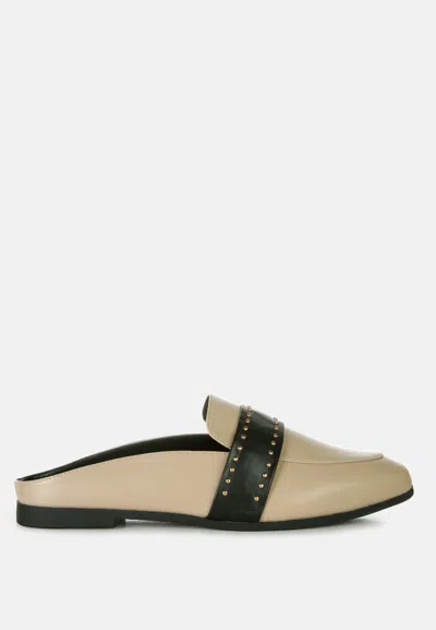 London Rag Walkout Faux Leather Studded Detail Mules In Taupe