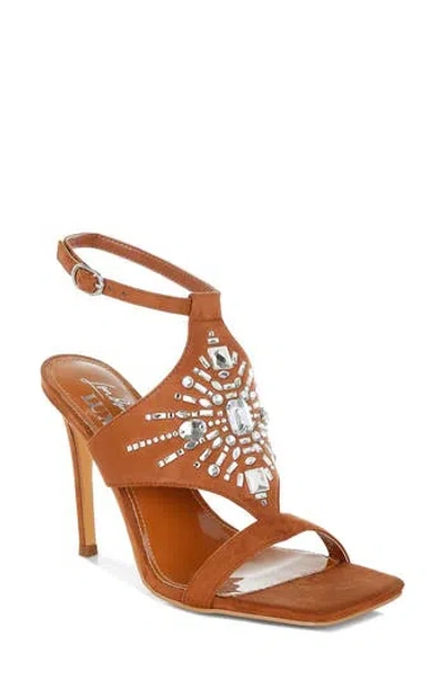London Rag Warda Rhinestone Ankle Strap Sandal In Tan