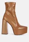 London Rag Whippers Patent Pu High Platform Ankle Boots In Brown