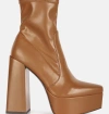 London Rag Whippers Patent Pu High Platform Ankle Boots In Brown